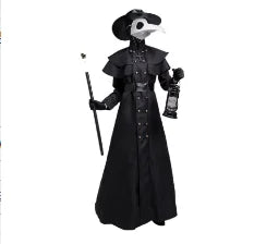 Halloween Medieval Hooded Robe Plague Doctor Costume Mask Hat for Men Monk Cosplay