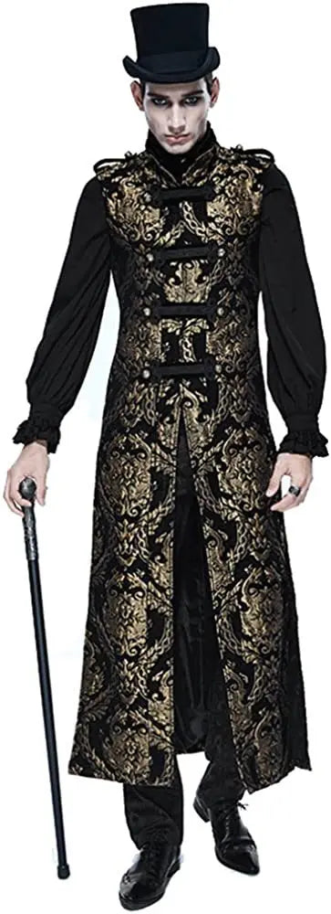 Medieval Retro Men Dust Coat Medium Style Steam Punk Cosplay