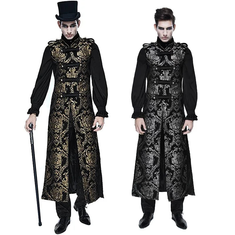 Medieval Retro Men Dust Coat Medium Style Steam Punk Cosplay