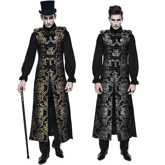 Medieval Retro Men Dust Coat Medium Style Steam Punk Cosplay