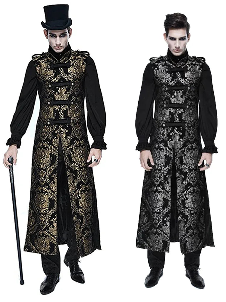 Medieval Retro Men Dust Coat Medium Style Steam Punk Cosplay