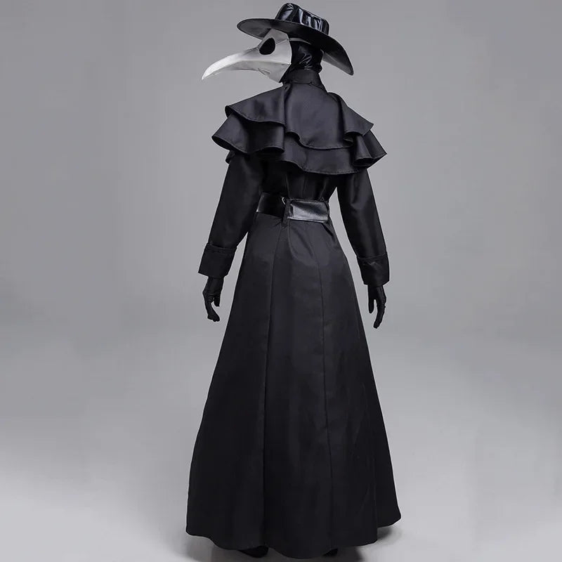 Halloween Medieval Hooded Robe Plague Doctor Costume Mask Hat for Men Monk Cosplay