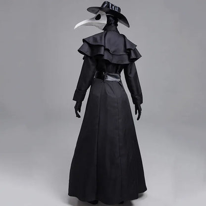 Halloween Medieval Hooded Robe Plague Doctor Costume Mask Hat for Men Monk Cosplay